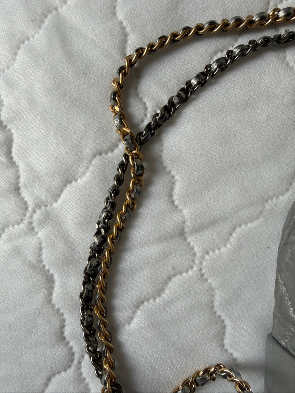 CHANEL Silver Backpack Quilted Drawstring Shoulder with Mixed Metal Chain - Picture 6 of 12